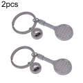 2pcs Simulation Tennis Racket Metal Key Chain Small Gift(BY-297)