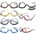 Makeup Magnifying Glass Presbyopic Glasses Flip Swivel Reading Glasses, Degree: +100(Violet Pink)