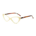 Street Stall Triangular Cat Eye Presbyopic Glasses, Degree: +100(Light Yellow)