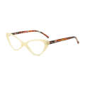 Street Stall Triangular Cat Eye Presbyopic Glasses, Degree: +150(Light Yellow)