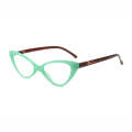 Street Stall Triangular Cat Eye Presbyopic Glasses, Degree: +250(Light Green)