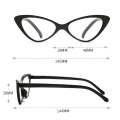 Street Stall Triangular Cat Eye Presbyopic Glasses, Degree: +100(Black)