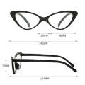 Street Stall Triangular Cat Eye Presbyopic Glasses, Degree: +350(Black)