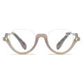 Diamond Studded Cat Eye Presbyopic Glasses Half-frame Fish-filament Glasses Unisex, Degree: +200(...