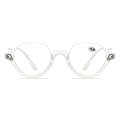 Diamond Studded Cat Eye Presbyopic Glasses Half-frame Fish-filament Glasses Unisex, Degree: +350(...
