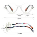 Diamond Studded Cat Eye Presbyopic Glasses Half-frame Fish-filament Glasses Unisex, Degree: +350(...