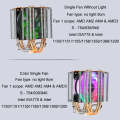 EVESKY 500 Desktop Computer 4 Copper Tube Mute CPU Cooling Fan, Color: Single Fan Without Light