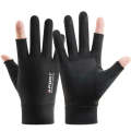 Free Code Summer Ice Silk Thin Sunscreen Gloves Fishing Non-slip Takeaway Rider Gloves(Two Finger...