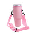 For 40oz Stanley Quencher Water Bottle Carrier Bag Sleeve With Adjustable Shoulder Strap(Pink)
