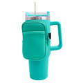 Water Cup Sided Storage Pockets With Zipper Fit For 40Oz Tumbler(Double Pocket-Green)