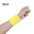 5pcs  8x8cm Women Men Solid Color Cotton Sport Sweatband Brace Wraps Guards(Yellow)