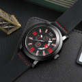 SOKI Men Business Alloy Quartz Watch Jewelry Set(Black Red)