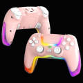 For PS4 Dazzle Color Light Wireless Bluetooth Grip(Pink)