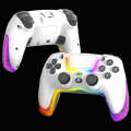 For PS4 Dazzle Color Light Wireless Bluetooth Grip(White)