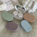 5pcs Cream Color Portable Contact Lens Case With Mirror, Color Random Delivery