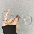 Literary Retro Anti-Blue Light Glasses Frame Light Polygonal Frame Flat Lens Eyeglass(Matte Gray)