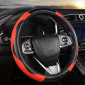 38cm Carbon Fiber Elastic Leather Without Inner Ring Car Steering Wheel Cover, Color: Red