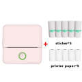 X6 200DPI Student Homework Printer Bluetooth Inkless Pocket Printer Pink 5 Printer Paper+5 Stickers