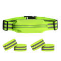 Women Men Running Bag Adjustable Reflective Waist Pouch Pack, Spec: 1 Belt+4 Arm Band(Fluorescent...