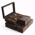 Wood Grain Leather Watch Display Box Watch Storage Case Jewelry Box, Style: 6 Digit Square