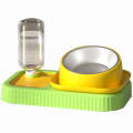 Pet Supplies Cat Food Bowl Complete Set Of Bowls For Cat Eating(Yellow And Green)