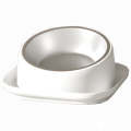Cat And Dog Food Bowl Drinking All In One Pet Eating Slant Mouth Bowl(White)