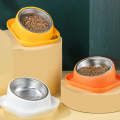 Cat And Dog Food Bowl Drinking All In One Pet Eating Slant Mouth Bowl(Yellow)