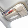 Car Tissue Box Multifunctional Hanging Sun Visor Glasses Card Holder, Model: Beige