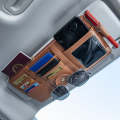 Car Sun Visor Storage Glasses Card Holder Mobile Phone Storage Bag(Zipper Brown)