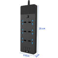 TB-T12 3000W 2m 4-USB Ports + 6-Jacks Multifunctional Flame-Retardant Socket With Switch(UK Plug)