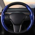 For Tesla Model3/Y 30cm Carbon Fiber Pattern Steering Wheel Handlebar Cover(Blue)