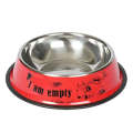 M 15cm Anti-tip Stainless Steel Pet Bowl Cat Dog Food Basin(Red)