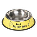 M 15cm Anti-tip Stainless Steel Pet Bowl Cat Dog Food Basin(Yellow)