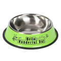 XXL 26cm Anti-tip Stainless Steel Pet Bowl Cat Dog Food Basin(Green)