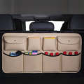 Car Trunk Leather Storage Bag Large Capacity Rear Seat Back Pouch, Style: Leather(Beige)