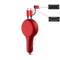 PD18W +QC 3.0 3 In 1 Retractable Car Charger With 8 Pin & Type-C/USB-C & Micro Port(Red)