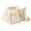 Portable Cotton Canvas Outing Shoulder Cat Bag(Beige)