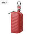 RFID Leather Anti-theft With Hook Car Key Pouch Cover Signal Shielding Box(Red)