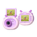 S2 2.4-Inch 180-Degree Flip-Screen 1080P HD Cartoon Children Digital Camera With Stand(Violet)