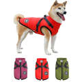 Dog Clothing Chest Back All-in-one Winter Coat Thickened Cotton Vest, Size: S(Red)