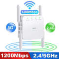 1200Mbps 2.4G / 5G WiFi Extender Booster Repeater Supports Ethernet Port White US Plug