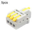 5pcs D1-3 Push Type Mini Wire Connection Splitter Quick Connect Terminal Block(Yellow)