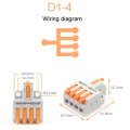 5pcs D1-4 Push Type Mini Wire Connection Splitter Quick Connect Terminal Block(Orange)