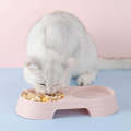 Pet Double Bowl Non-Slip Anti-Tip Drinking Feeder Cats Dog Supplies(Pink)