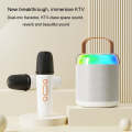 Home Portable Bluetooth Speaker Small Outdoor Karaoke Audio, Color: Y2 White(Double wheat)