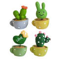 4 In 1 Cute Animal Group Cactus Small Potted Spring Car Decoration, Size:S, Color:Cactus