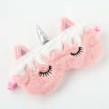 Gradient Colorful Plush Eye Mask Travel Shading Sleep Aid Eye Mask(White Pink Unicorn)