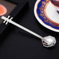 Stainless Steel Coffee Mixing Spoon Creative Musical Instrument Shape Spoon, Style:Octagonal, Col...