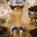 Stainless Steel Solid Wood Handle Integrated Coffee Powder, Specification:57.5mm, Color:Oak Handle