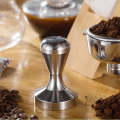 Stainless Steel Solid Wood Handle Integrated Coffee Powder, Specification:57.5mm, Color:Stainless...